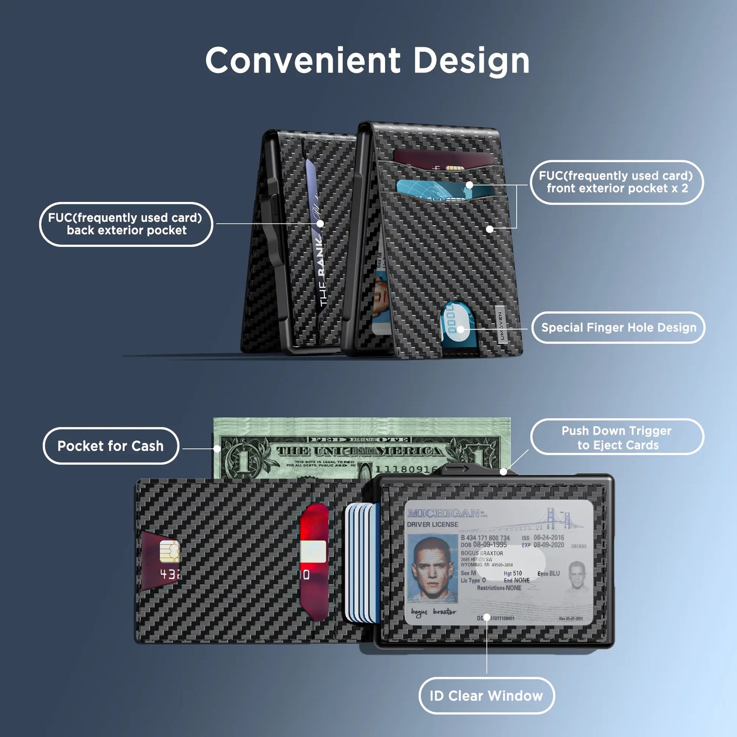 umoven Wallet for Men - Slim RFID Blocking Leather Wallet