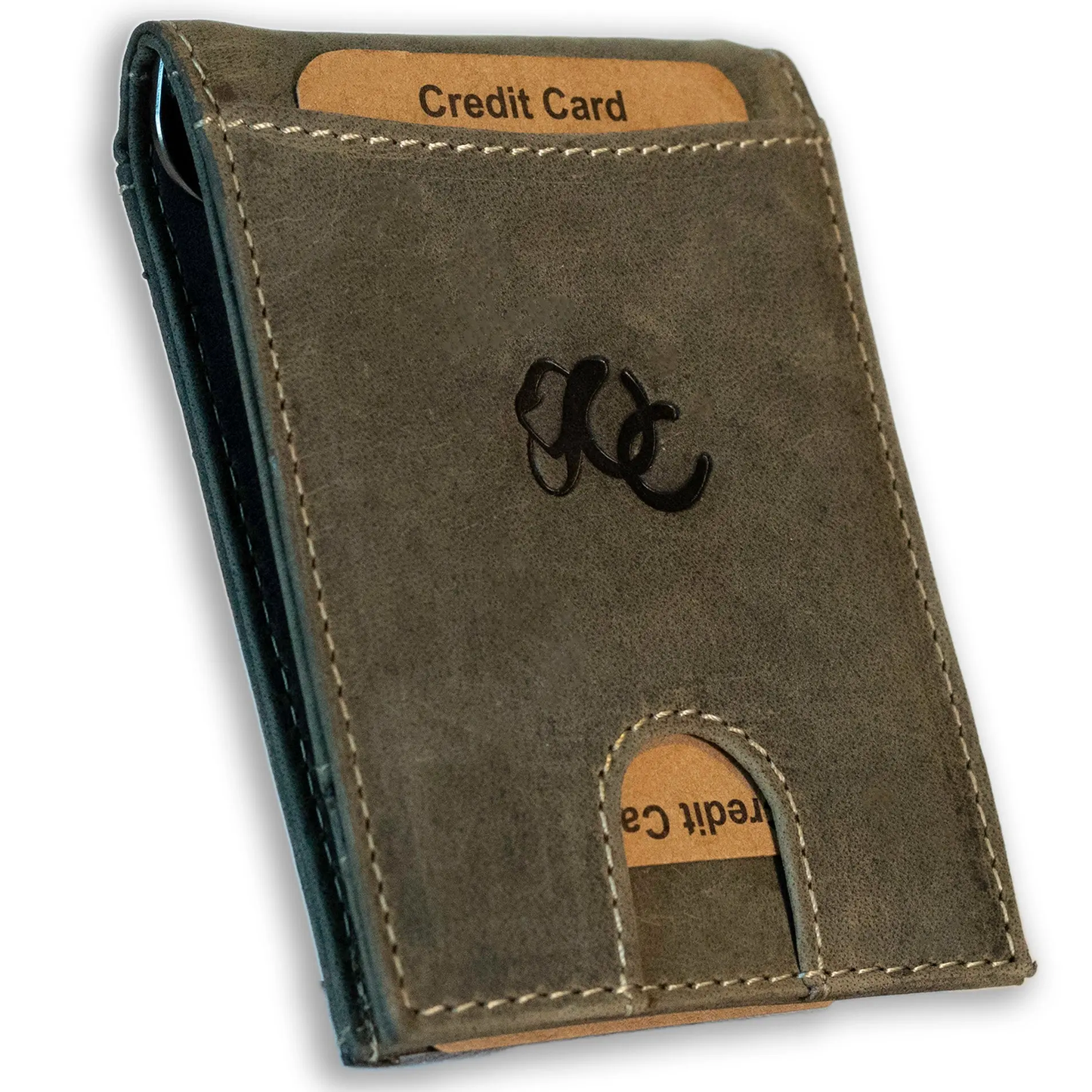 Leather Money Clip Bifold Wallet for Men - Slim RFID Card Holder