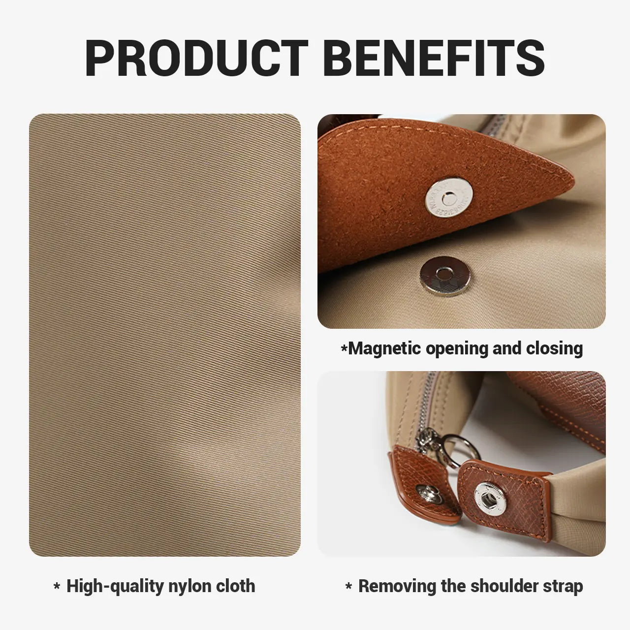 Fashion Crescent Bag - Lightweight Nylon Handbag with Adjustable Strap
