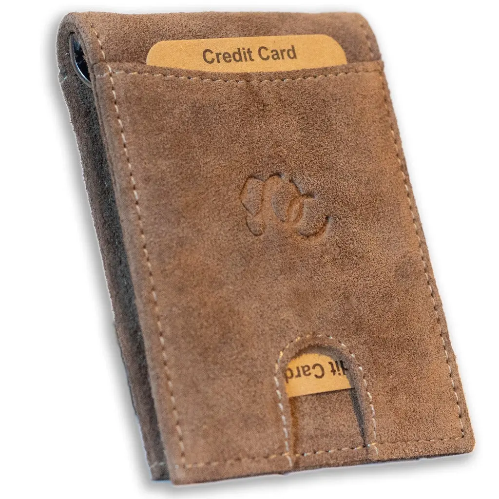 Leather Money Clip Bifold Wallet for Men - Slim RFID Card Holder