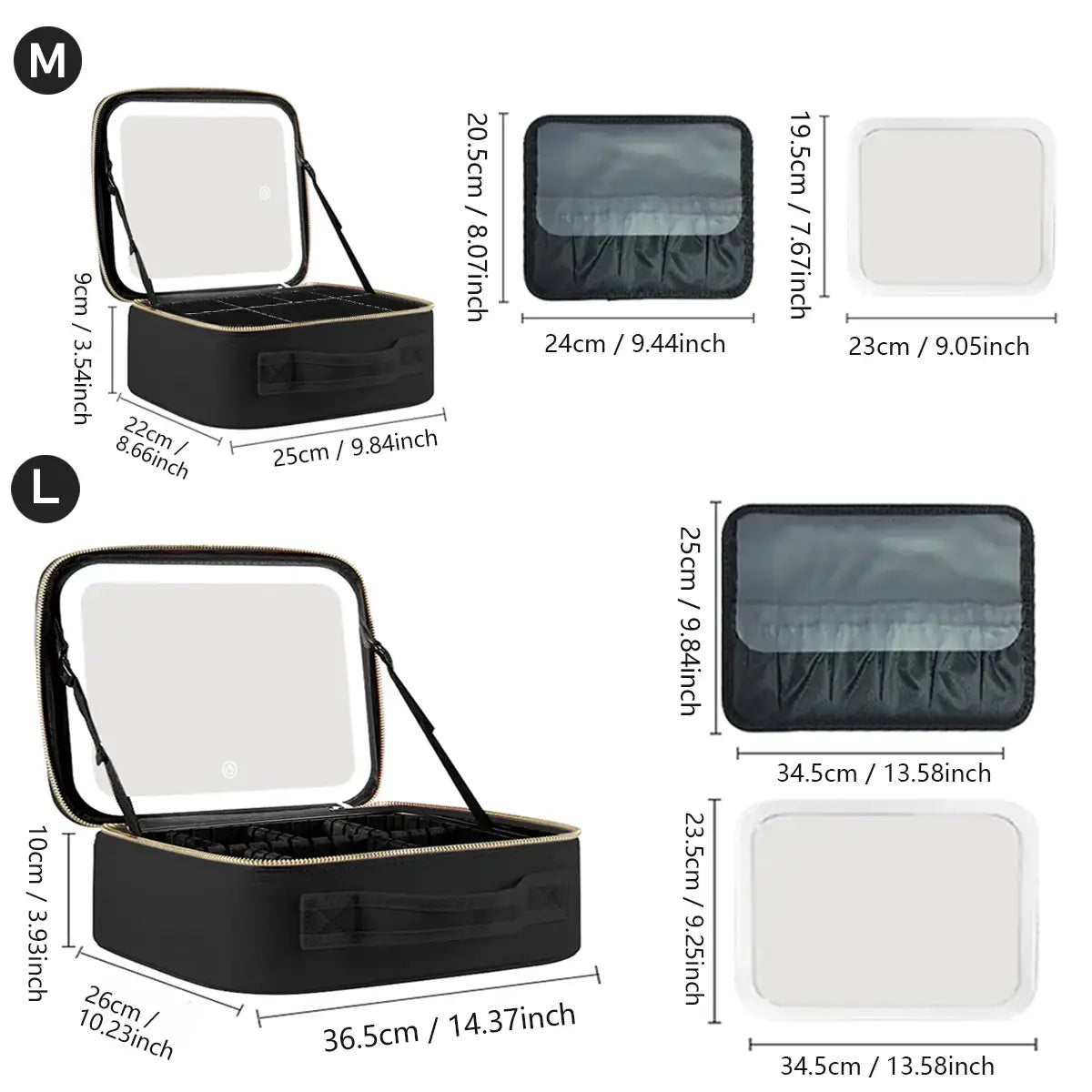 GORISGARMO Travel Makeup Bag with LED Mirror
