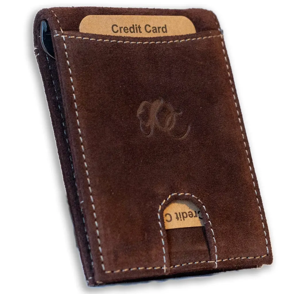 Leather Money Clip Bifold Wallet for Men - Slim RFID Card Holder